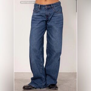 Motel Rock Roomy Jeans in Mid Blue Used